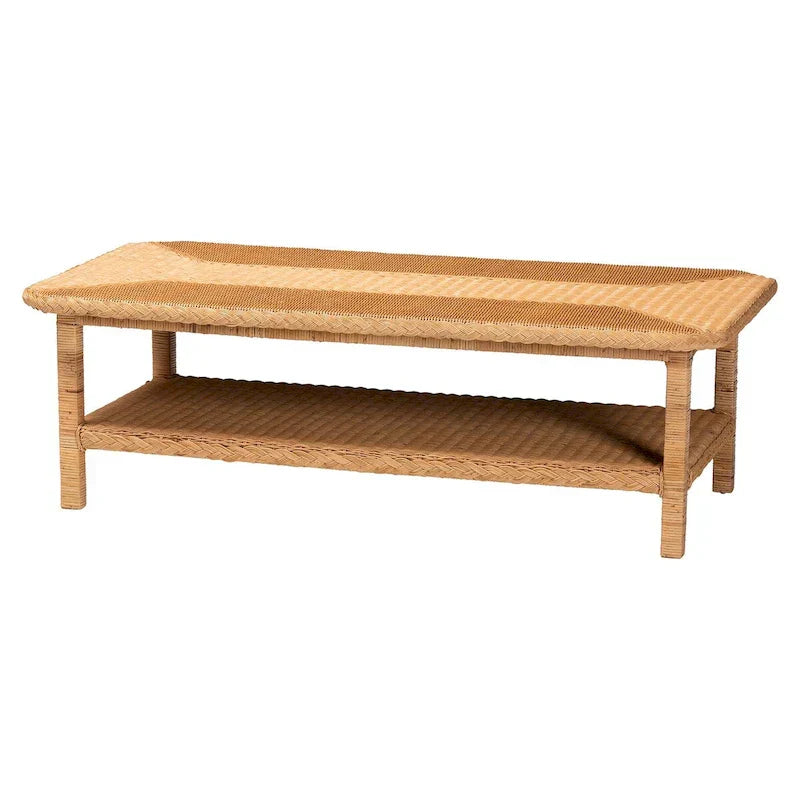 Minahasa Bohemian Braided Rattan Coffee Table in Light Honey - image 2