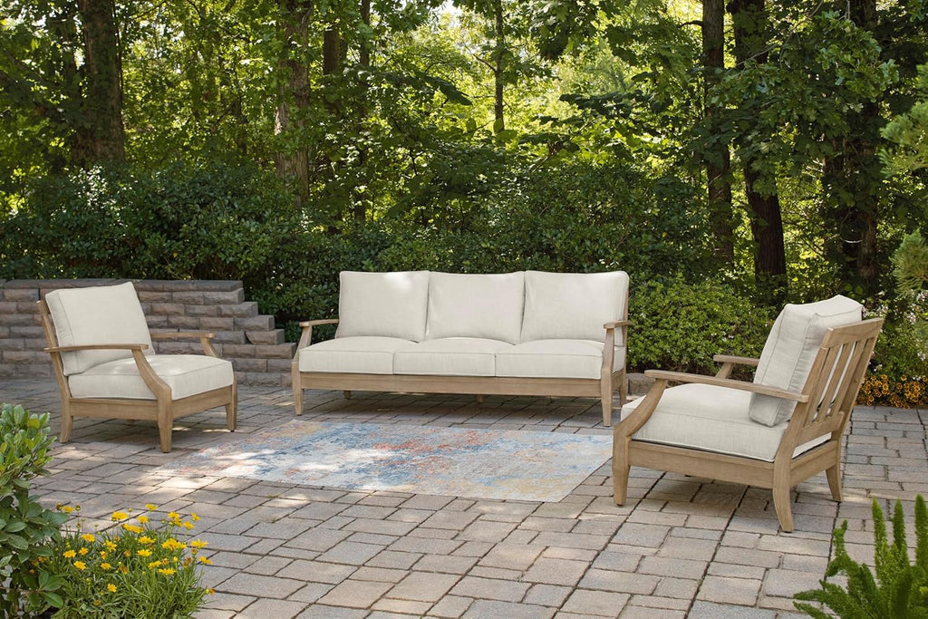 Signature Design by Ashley Clare View Coastal Outdoor Patio Eucalyptus Sofa with Cushions, Beige - image 74