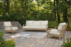 Signature Design by Ashley Clare View Coastal Outdoor Patio Eucalyptus Sofa with Cushions, Beige - image 74
