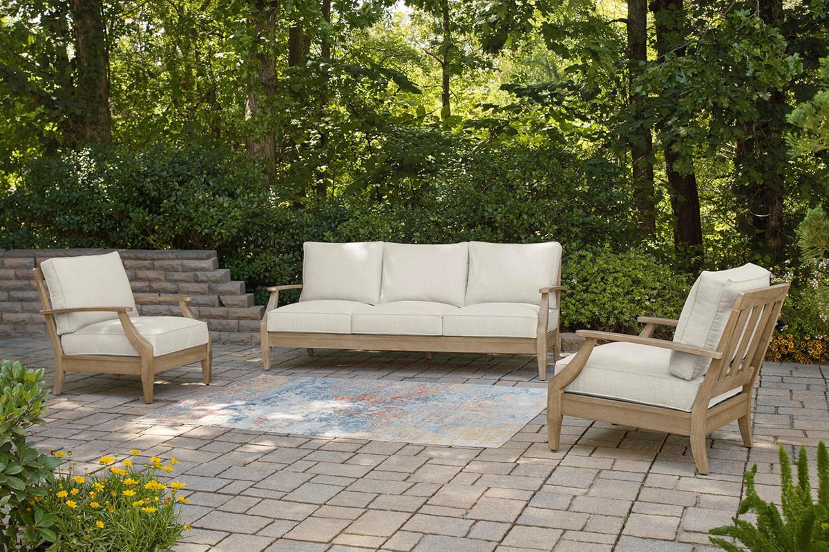 Signature Design by Ashley Clare View Coastal Outdoor Patio Eucalyptus Sofa with Cushions, Beige - image 74