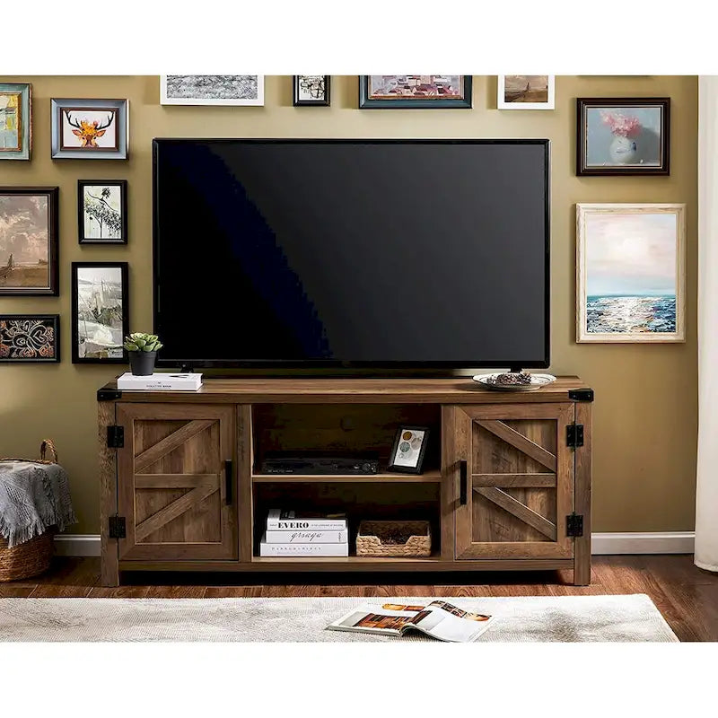 Rustic Farmhouse Barndoor TV Stand - Entertainment Center for TVs up to 70 Inches - image 36