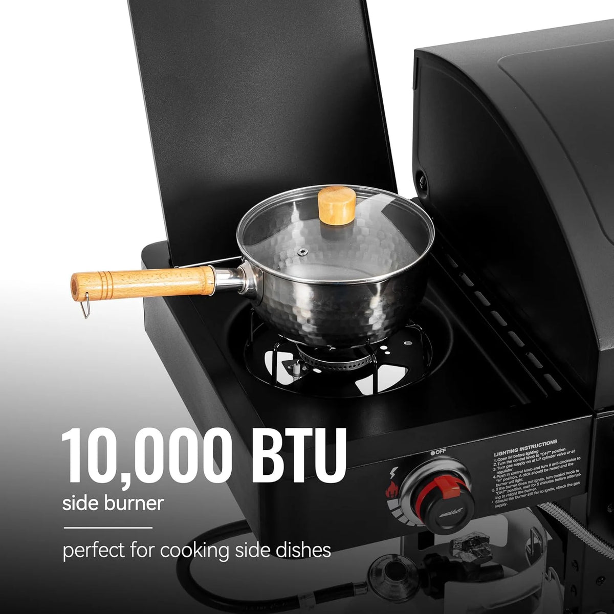 2-Burner Gas & Charcoal Combo Grill with Smoker & Side Burner, 34,000 BTU, 1020 Sq In, Black - image 5