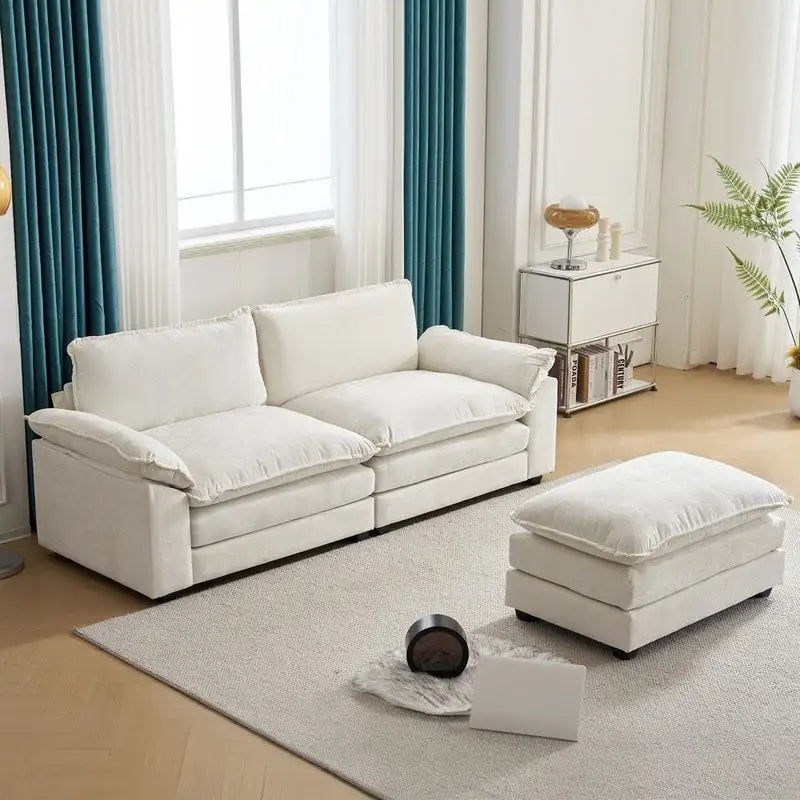 Chenille Two-Seater Sofa with Footstool - 2+1 Indoor Double Bag, Dimensions: 217*141*85 - image 7