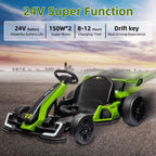 24V Electric Go Kart, with 300W Strong Motor, Drift/Sport Mode, Big Battery, Eva Tire,Length Adjustmen for Outdoor Racing Toy-Green - image 4
