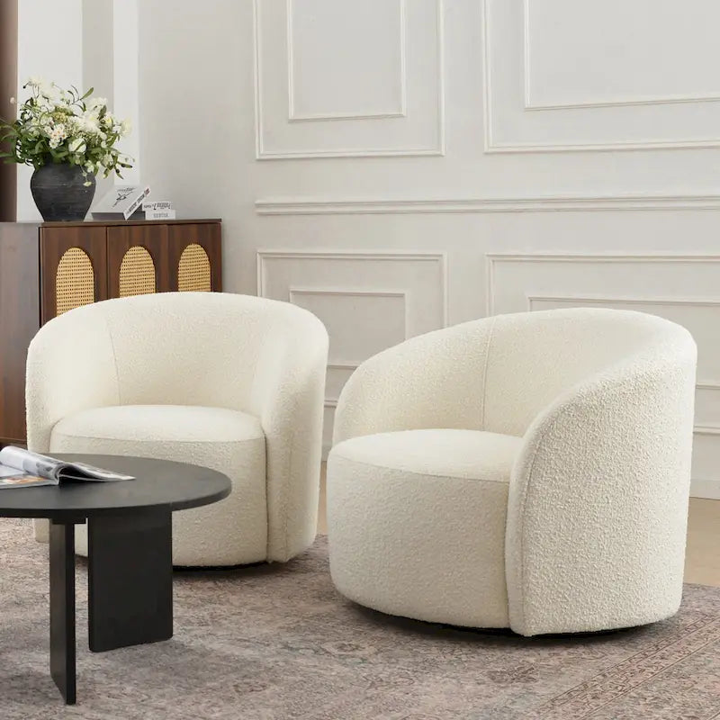Set of 2 KINWELL 34-Inch Wide Upholstered Swivel Barrel Chairs - image 3