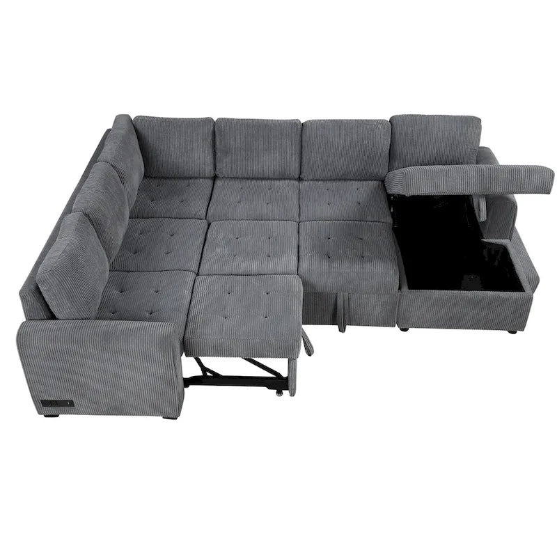 Roomfitters U-Shaped Sectional Sofa with Pull-Out Bed, Storage Chaise Lounge, and Integrated Charging Ports for Living Room - image 16