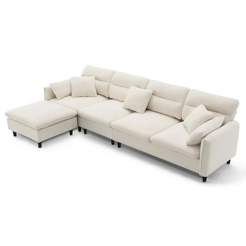 110-Inch L-Shaped 5-Seater Sectional Sofa with Removable Ottoman, Cloud Chenille Fabric, and 5 Cushions - image 16