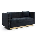 Modern Velvet Loveseat with Vertical Channel Tufting - 61.4 x 28 x 28 inches - image 5