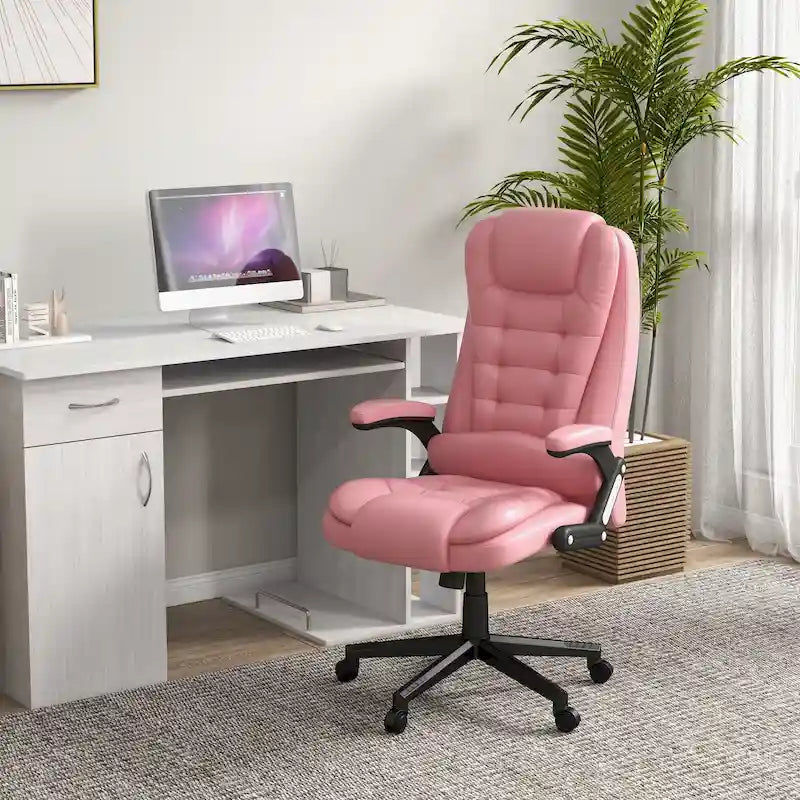 HOMCOM High Back Massage Office Chair with 6 Vibration Points and Heated Recline - PU Leather Computer Chair - image 2