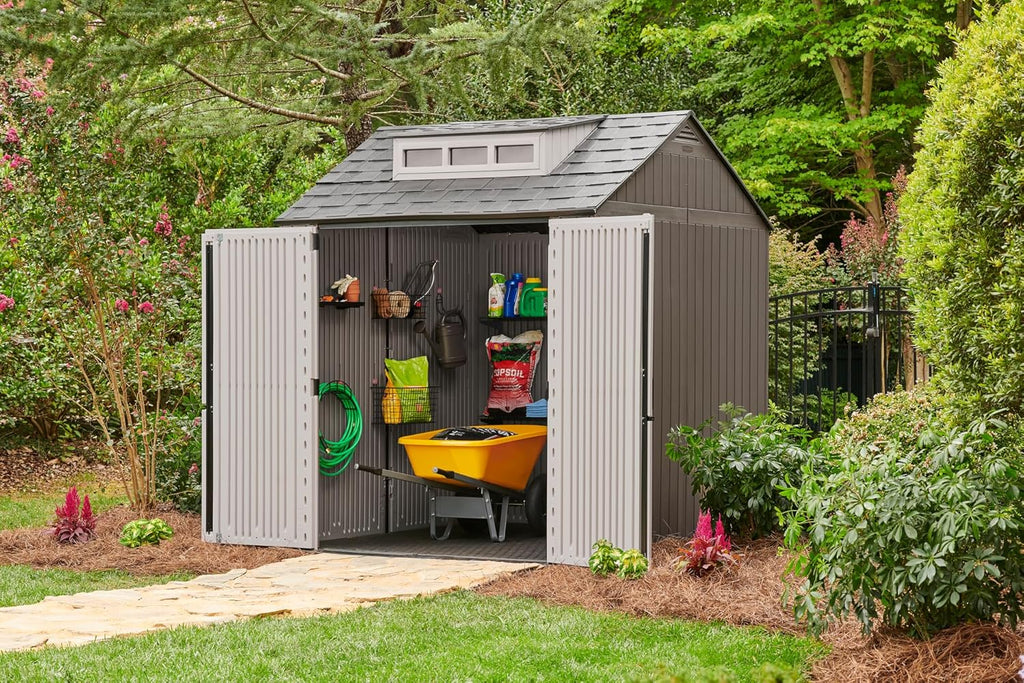 Rubbermaid Resin Outdoor Storage Shed With Floor Weather Resistant Gray Organization for Home - image 23