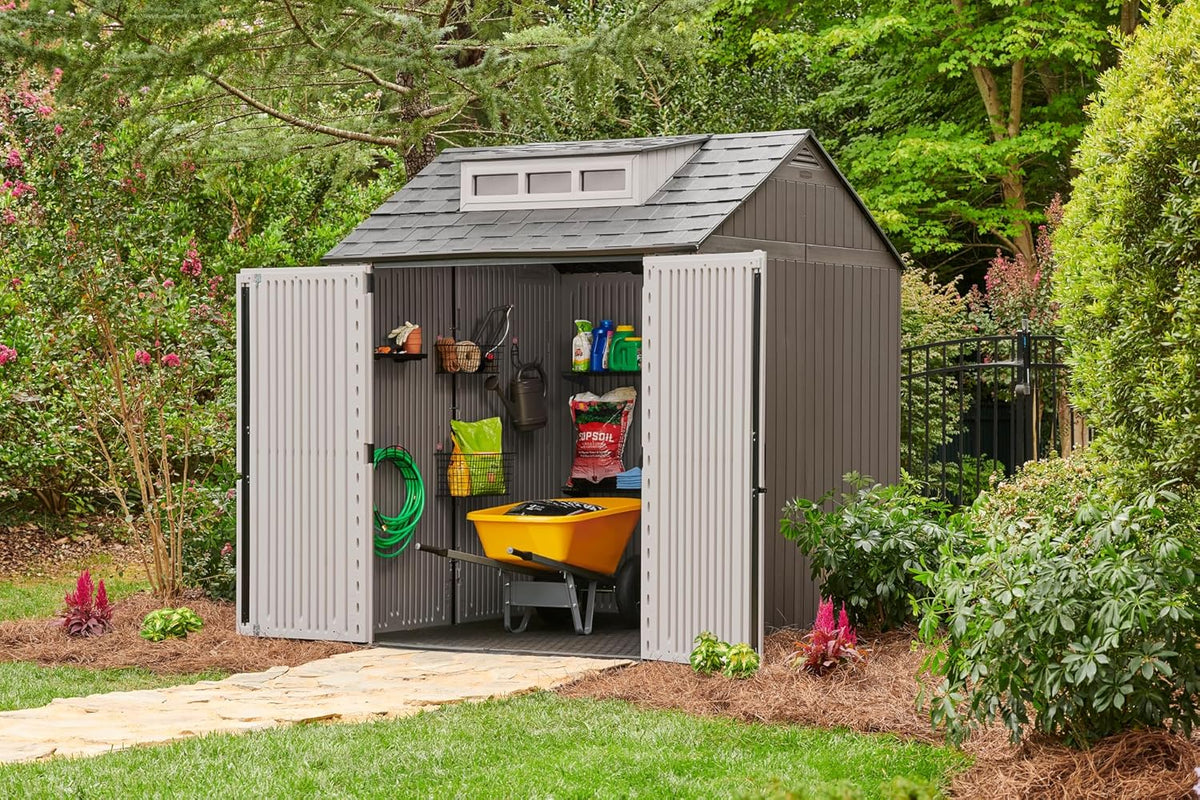 Rubbermaid Resin Outdoor Storage Shed With Floor Weather Resistant Gray Organization for Home - image 23