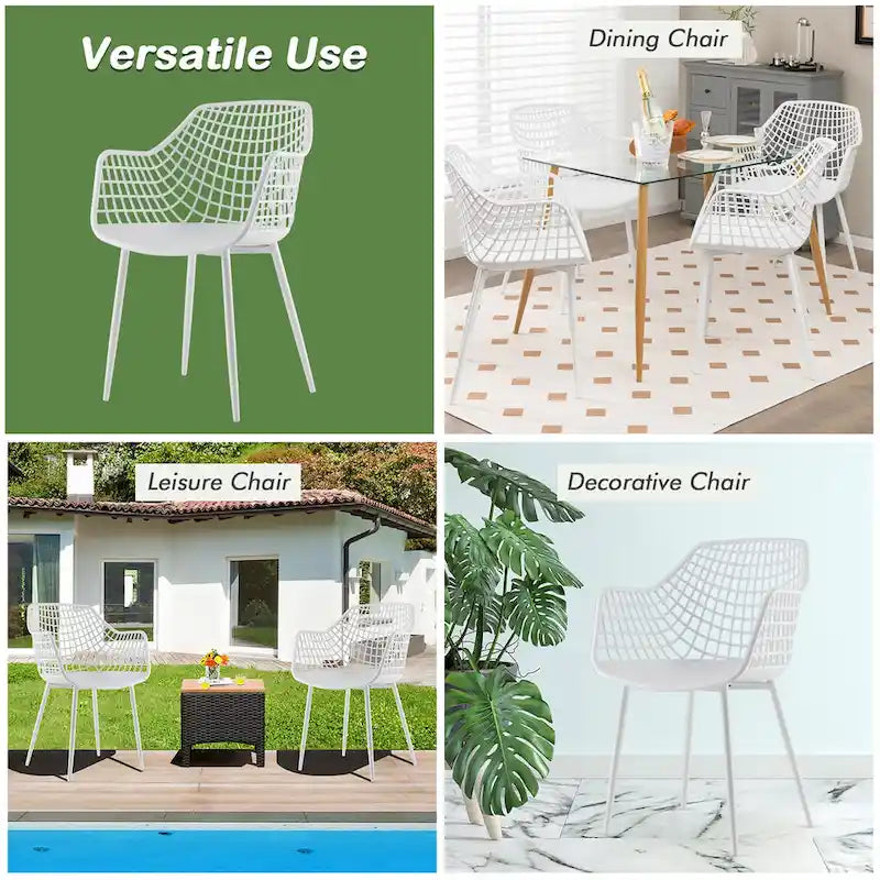 Set of 4 Modern Plastic Shell Dining Chairs with Metal Legs by Costway - image 7