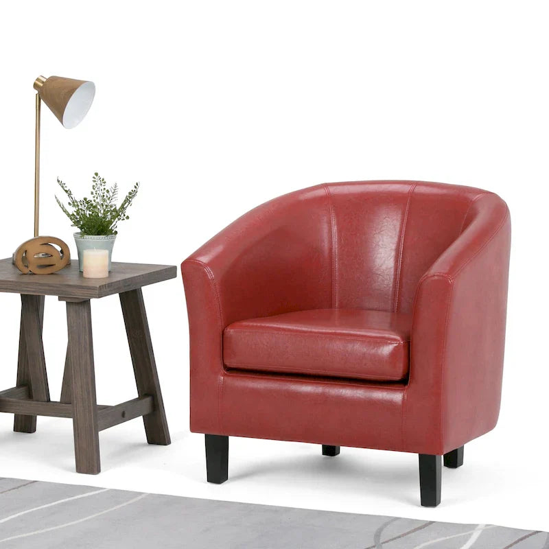 Modern Tub Accent Chair with Upholstered Seat and Wooden Legs - image 6