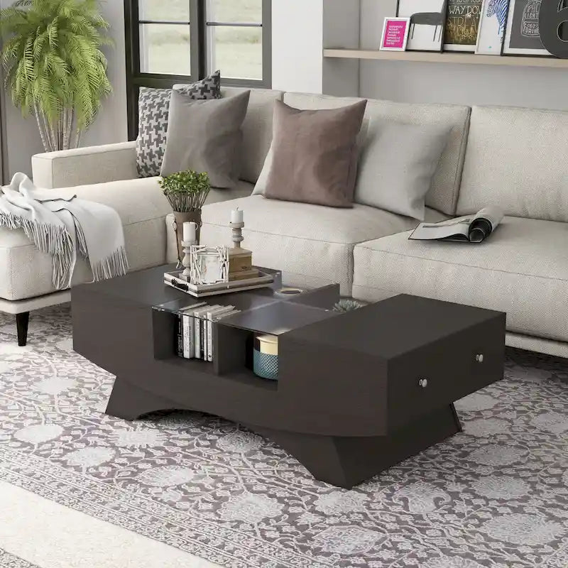 Angelic Contemporary Storage Coffee Table with Glass Insert by Furniture of America - image 19