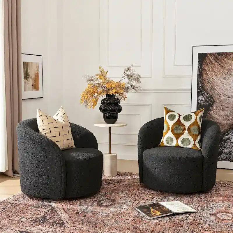 Set of 2 KINWELL 34-Inch Wide Upholstered Swivel Barrel Chairs - image 31
