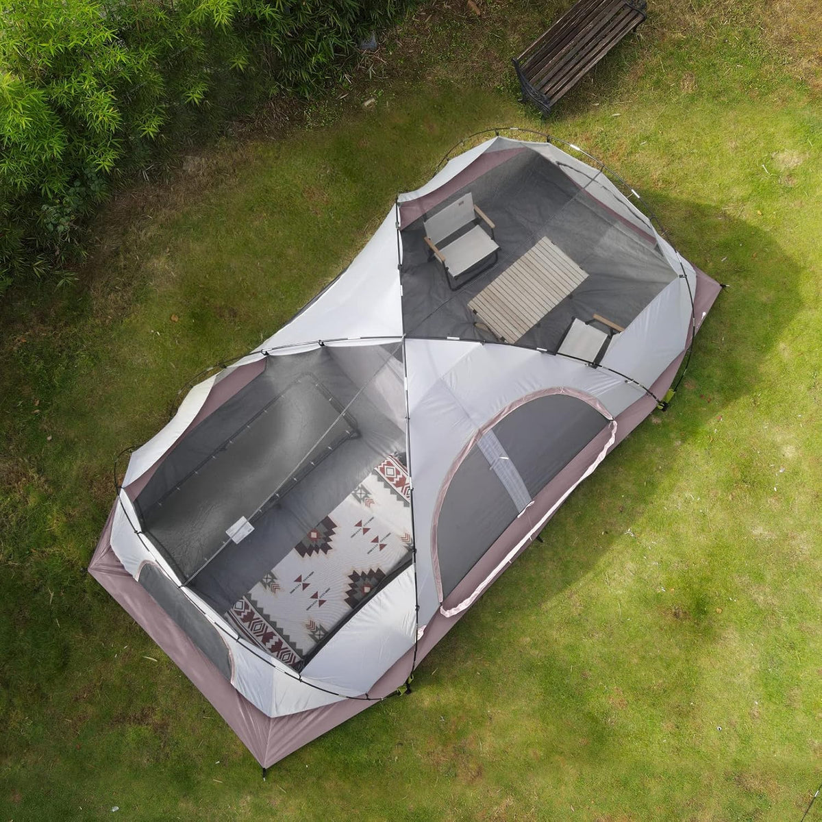 UNP Camping Tent 10-Person-Family Tents, Parties, Music Festival Tent, Big, Easy Up, 5 Large Mesh Windows, Double Layer, 2 Room, Waterproof, Weather Resistant, 18ft x 9ft x78in - image 29