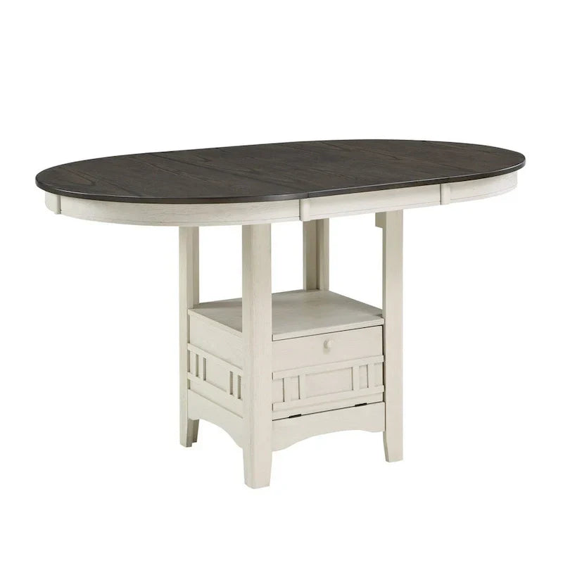 Glee Extendable Counter Height Table (42-60 Inches) in Antique White and Brown - image 1
