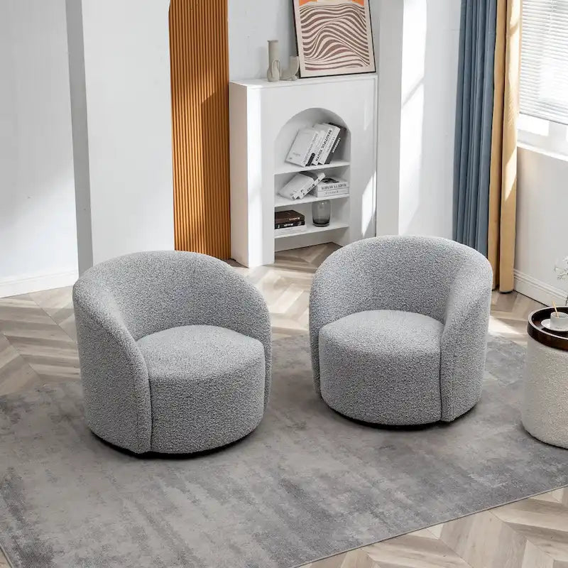 Set of 2 KINWELL 34-Inch Wide Upholstered Swivel Barrel Chairs - image 39