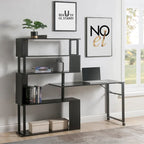 Modern Computer Desk with 5-Tier Shelves – Space-Saving Rotatable Workstation - image 1