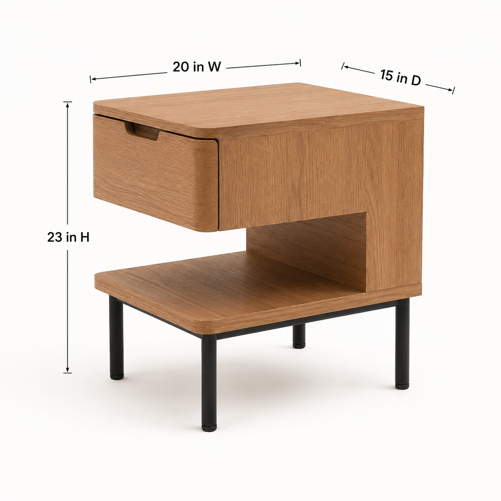 LedgeNest Two-Level Nightstand