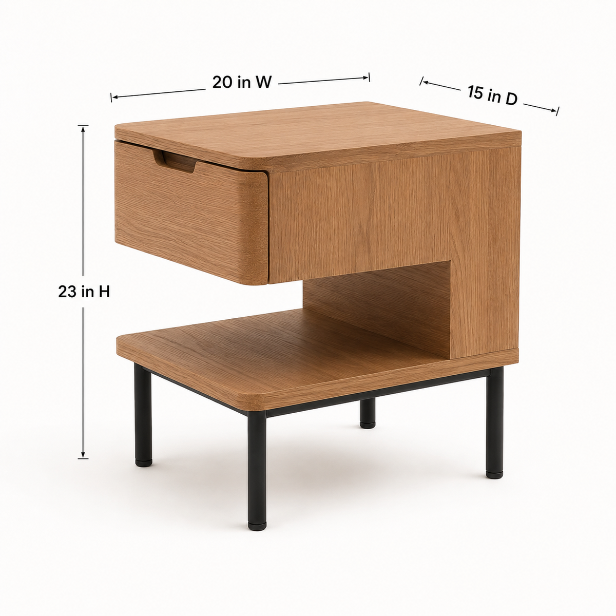 LedgeNest Two-Level Nightstand