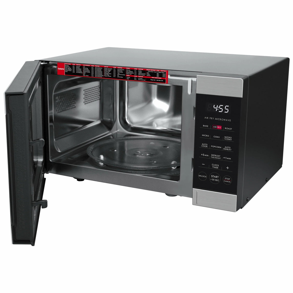 Galanz 3-in-1 Air Fry Microwave Oven, 0.9 Cu ft, 900W, Stainless Steel, Convection & Air Fry Technology - image 2