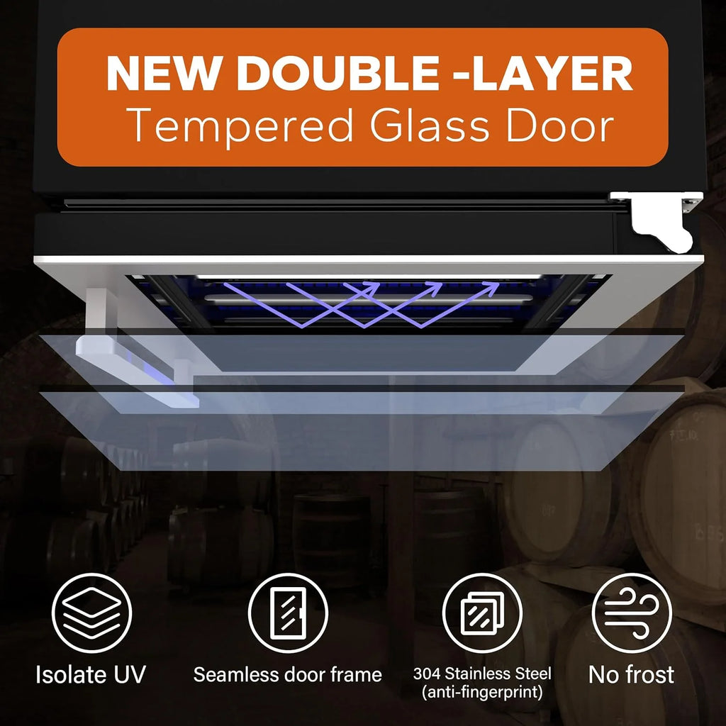 24'' Wine Cooler Refrigerator - 46 Bottle Wine Fridge Dual Zone with Modern Touch Intelligent Digital 40°-65°F Low Noise, Built in or Freestanding Wine Cooler for Home and Kitchen - image 43