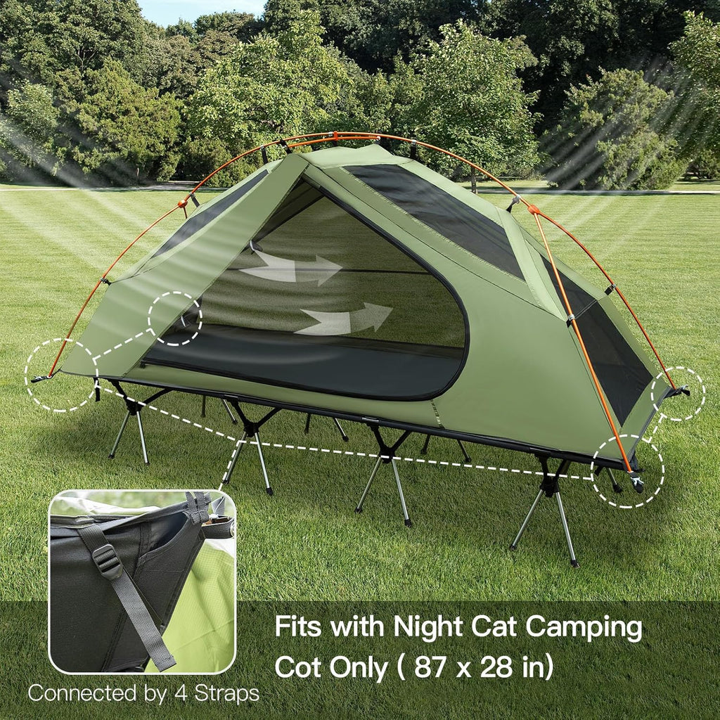 Night Cat Camping Cot Tent - Waterproof 1-Person Off-Ground Combo Cot Bed for Adults Portable Easy Set-up Tent - image 4