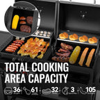 2-Burner Gas & Charcoal Combo Grill with Smoker & Side Burner, 34,000 BTU, 1020 Sq In, Black - image 3