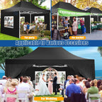 Hoteel 10x15 Heavy Duty Canopy Tent with 4 Sidewalls,Pop up Canopy for Parties Wedding,Commercial Easy up Gazebo with Roller Bag,UV 50+ &,Black - image 6