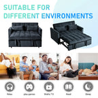 3 in 1 Convertible Sleeper Sofa Bed, Futon Couches for Living Room with Side Pocket / Adjustable Backrest/ Velvet Fabric / Pull Out Couch / Love-seat sofa/ Sectional Sofa Bed/ 2-seat sofa bed - image 3