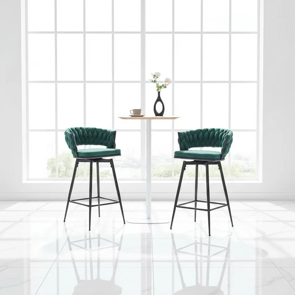 Pair of Swivel Bar Stools with Comfortable Linen Cushions - Counter Height Seating for Kitchen Islands, Dining Areas, or Pubs - image 2