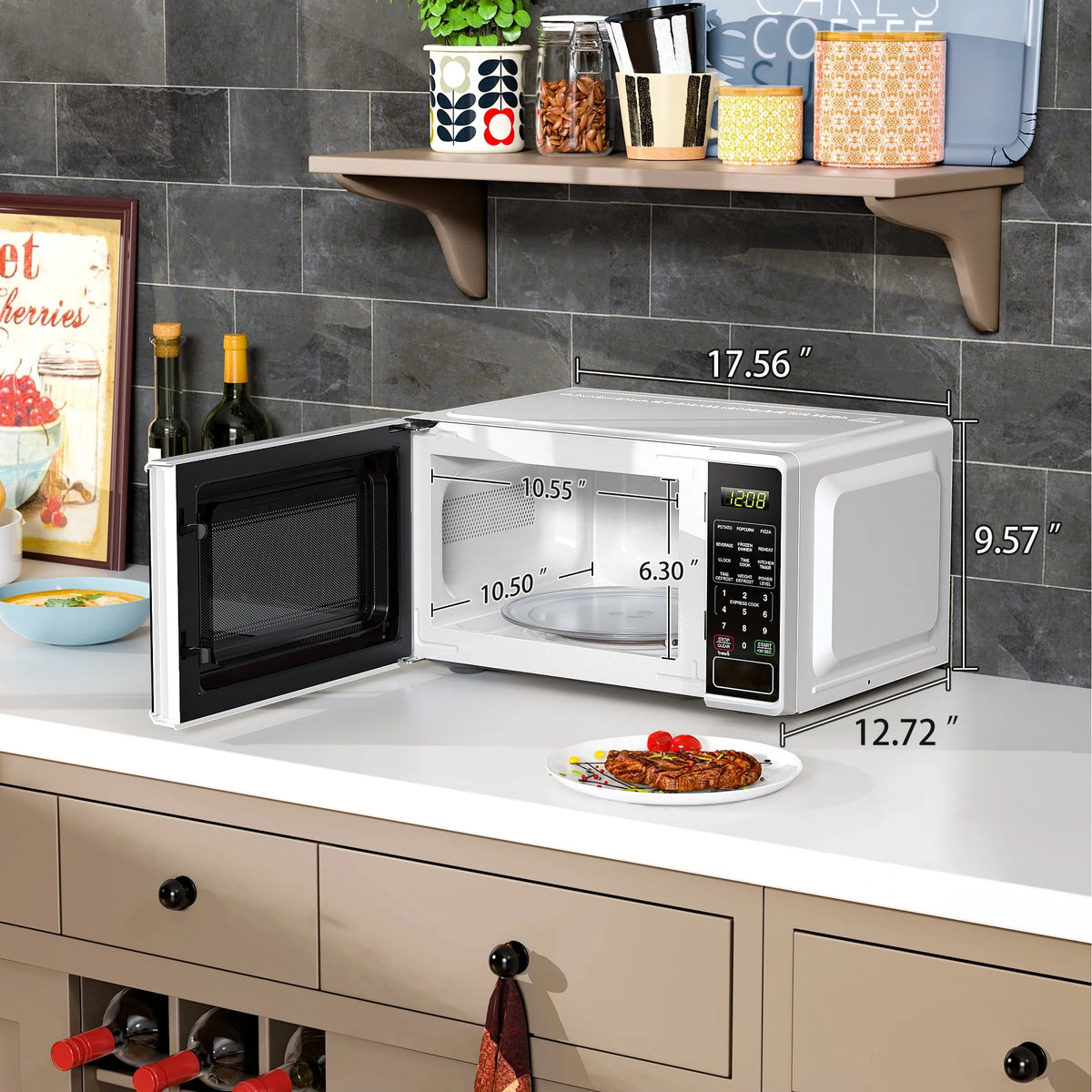 Mainstays 0.7 Cu. Ft. Countertop Microwave Oven, 700 Watts, White, New - image 7
