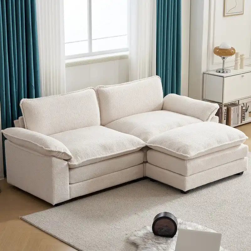 Chenille Two-Seater Sofa with Footstool - 2+1 Indoor Double Bag, Dimensions: 217*141*85 - image 4