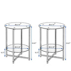 Black 2-Piece Tempered Glass End Table Set - Round Coffee Table for Bedroom, Living Room, and Office - image 7
