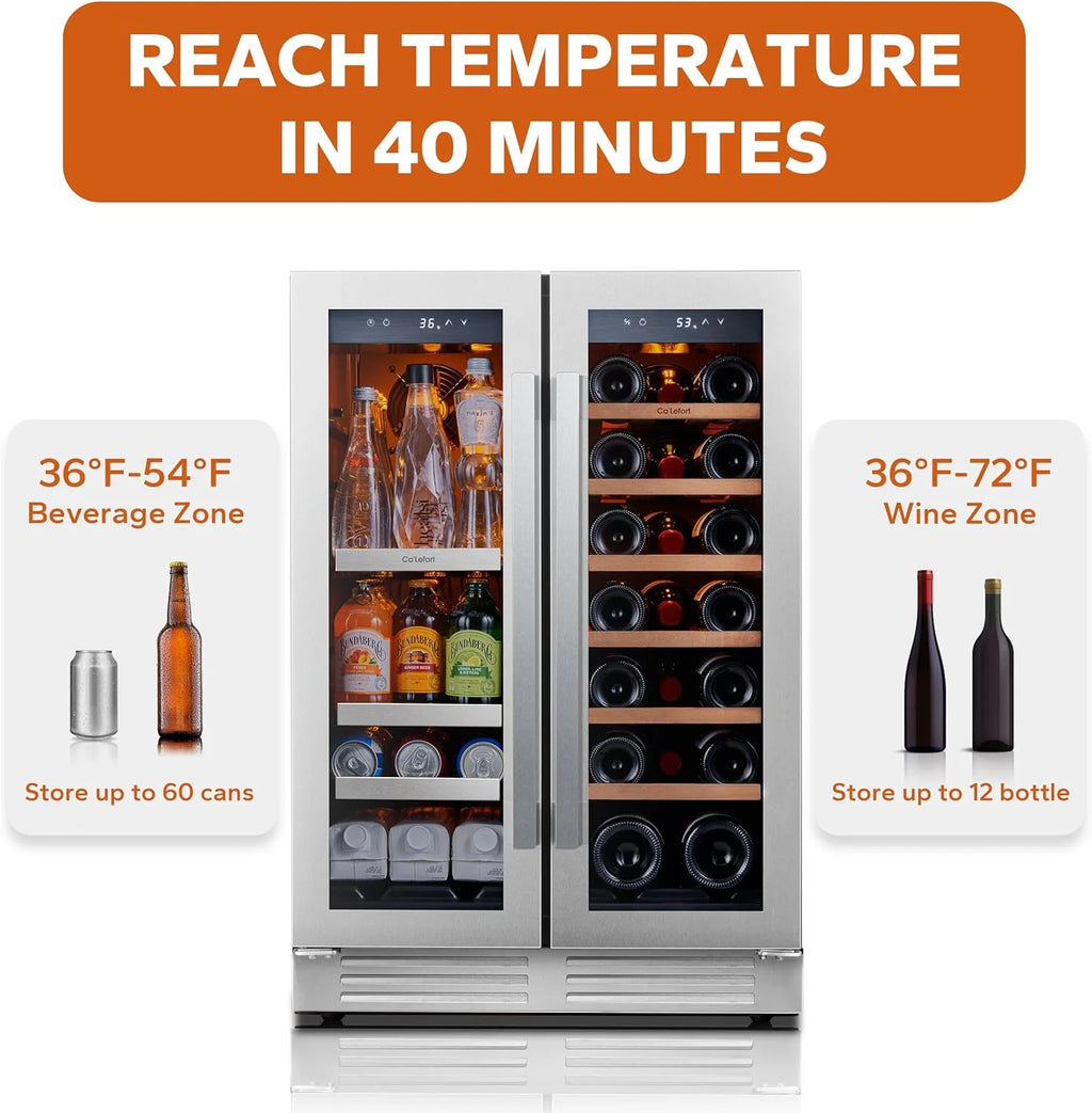 24'' Wine Cooler Refrigerator - 46 Bottle Wine Fridge Dual Zone with Modern Touch Intelligent Digital 40°-65°F Low Noise, Built in or Freestanding Wine Cooler for Home and Kitchen - image 32