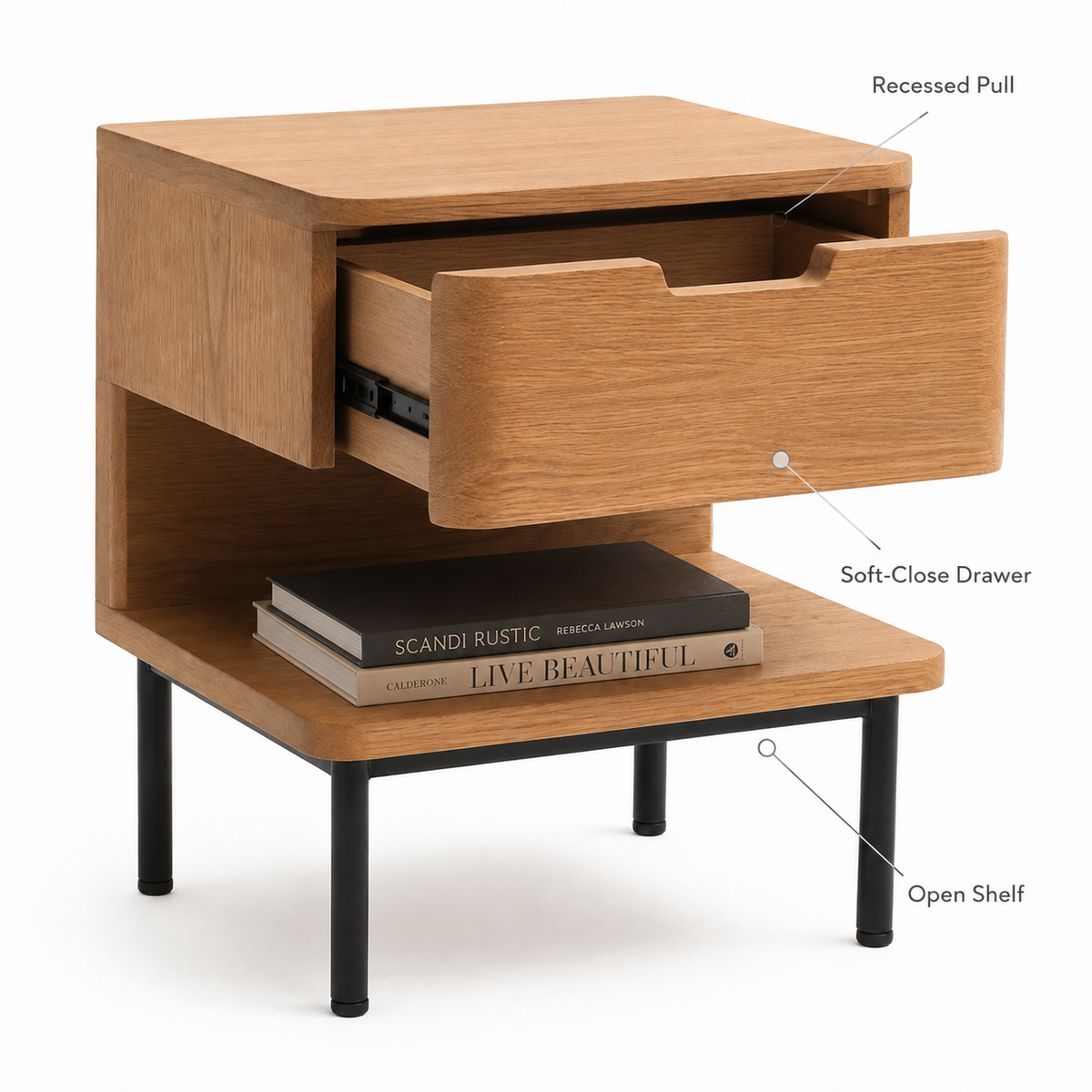 LedgeNest Two-Level Nightstand