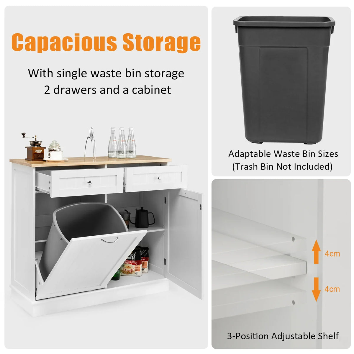 Giantex Kitchen Trash Cabinet, Tilt Out Trash Bin Cabinet with Single Trash Can Holder - image 7
