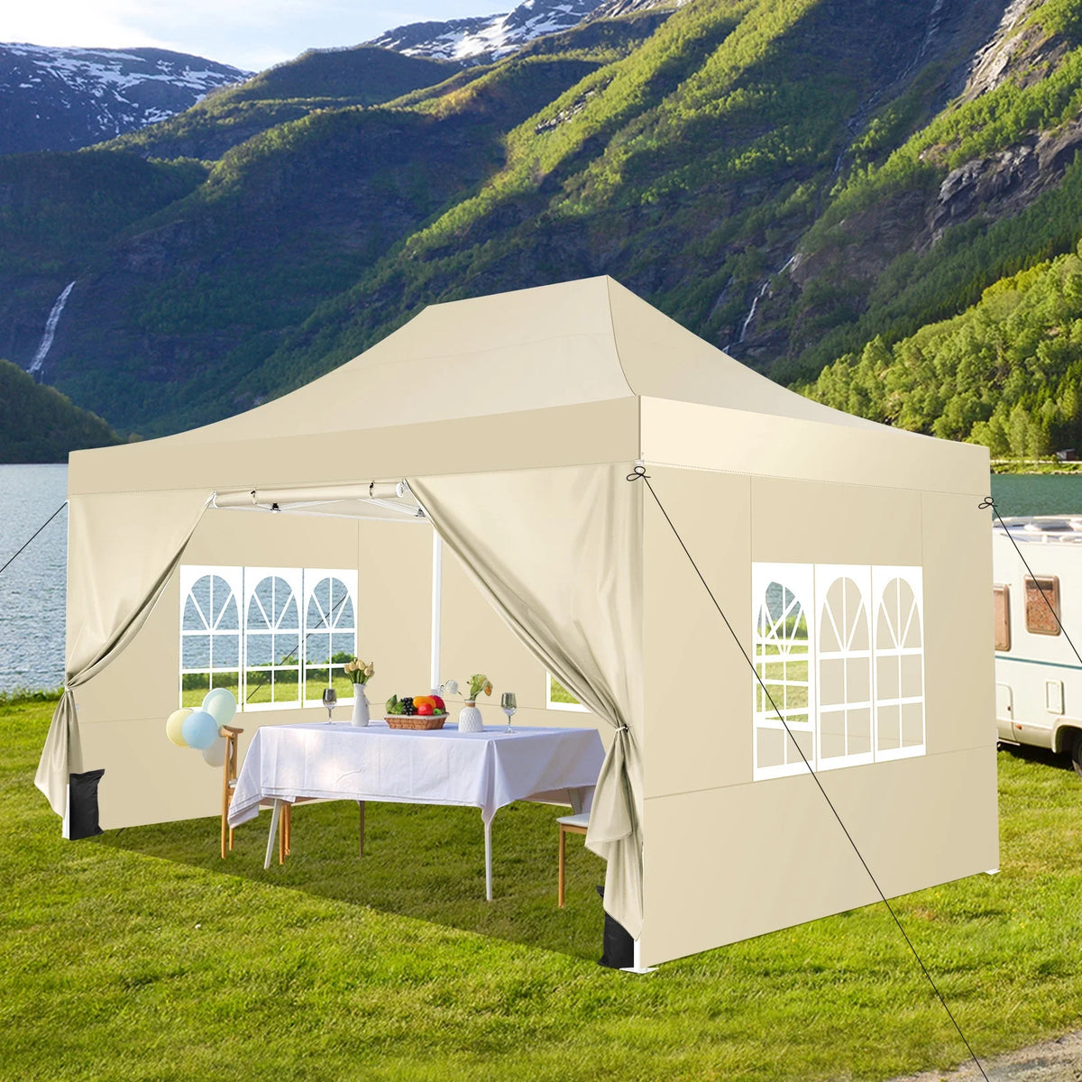 Hoteel 10x15 Heavy Duty Canopy Tent with 4 Sidewalls,Pop up Canopy for Parties Wedding,Commercial Easy up Gazebo with Roller Bag,UV 50+ &,Black - image 62