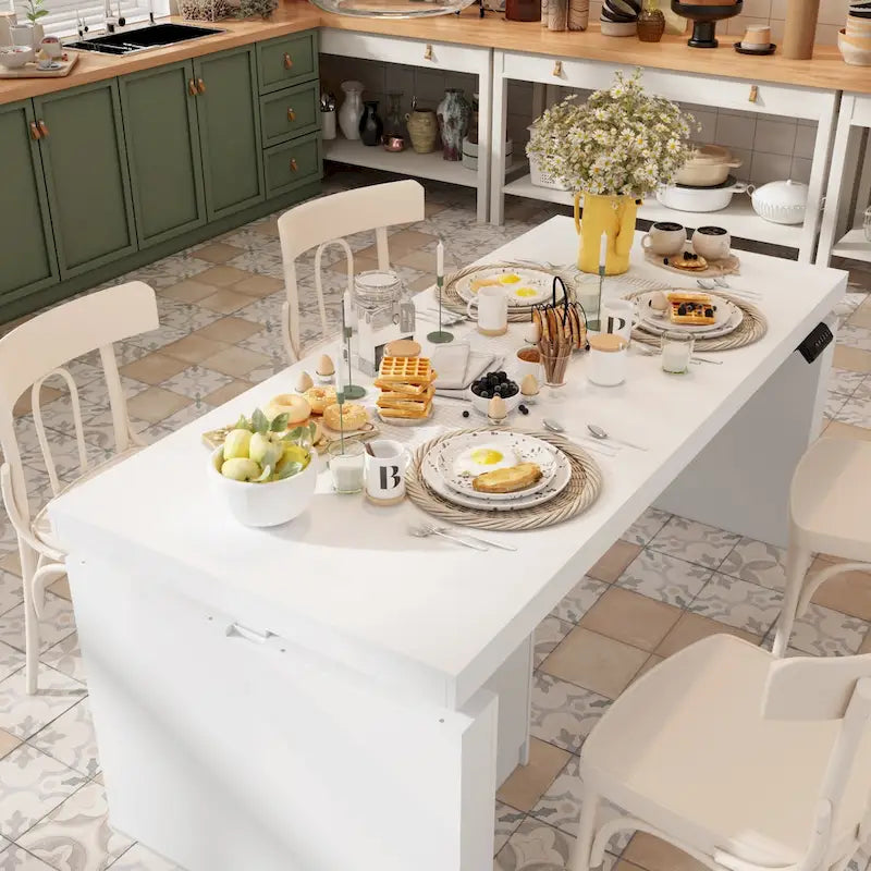 Modern White Adjustable Workstation - 70.9W Dining Table & Office Desk - image 13