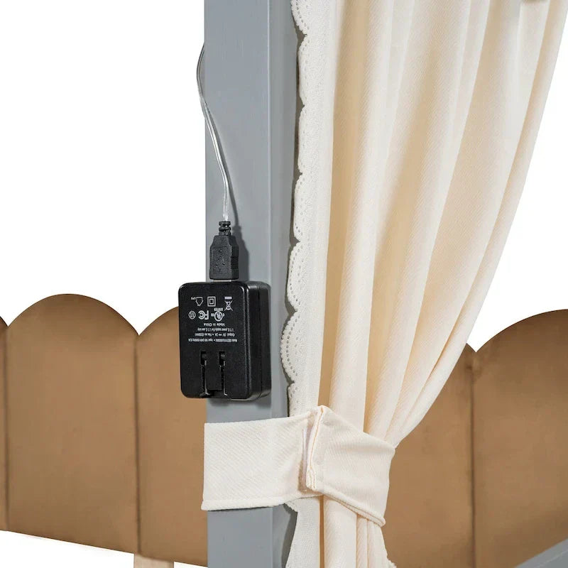 Gray Twin Bed with Arched Canopy and Trundle - image 17