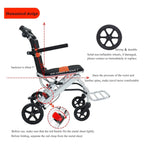 Ultra-Light Portable Folding Wheelchair, Travel-Friendly with Handbrake, 220 lbs Capacity, Ideal for Elderly & Children, 34.232.6 Unfolded Dimensions - image 9