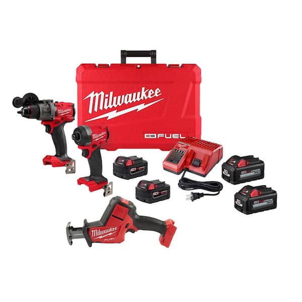 M18 FUEL 18-Volt Lithium-Ion Brushless Cordless Hammer Drill/HACKZALL/Impact Driver Combo Kit 3-Tool with (4) Batteries - image 1