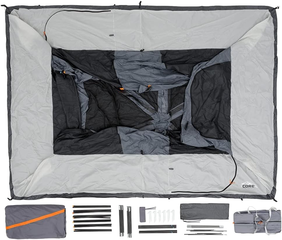 CORE Straight Wall Cabin Tents / 10 Person / 11 Person / 12 Person Large Multi Room Family Tents for Car Camping & Outdoor Adventures - image 11