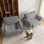 Set of 2 Modern Wide Armchairs in Corduroy - Accent Chairs - image 40