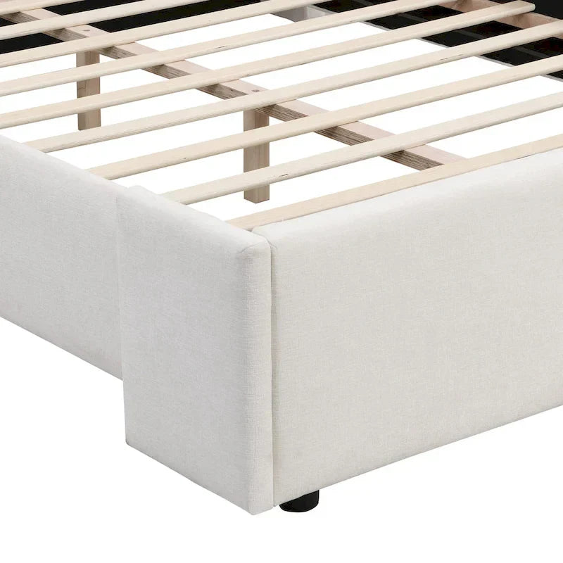 Isabella Queen White Upholstered Bed with Tall Wingback Headboard by Christopher Knight Home - image 5