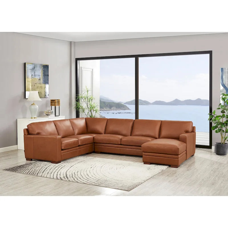 Hydeline Dillon Right-Facing Sectional Sofa with Chaise in Top Grain Leather - image 1