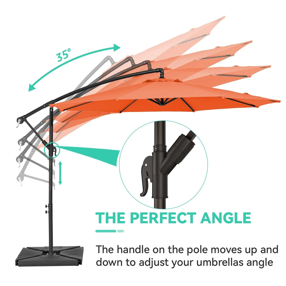 JUSTLET 10ft Heavy Duty Patio Hanging Offset Cantilever Patio Umbrella W/ 4-Piece Base Included Included, Beige - image 43