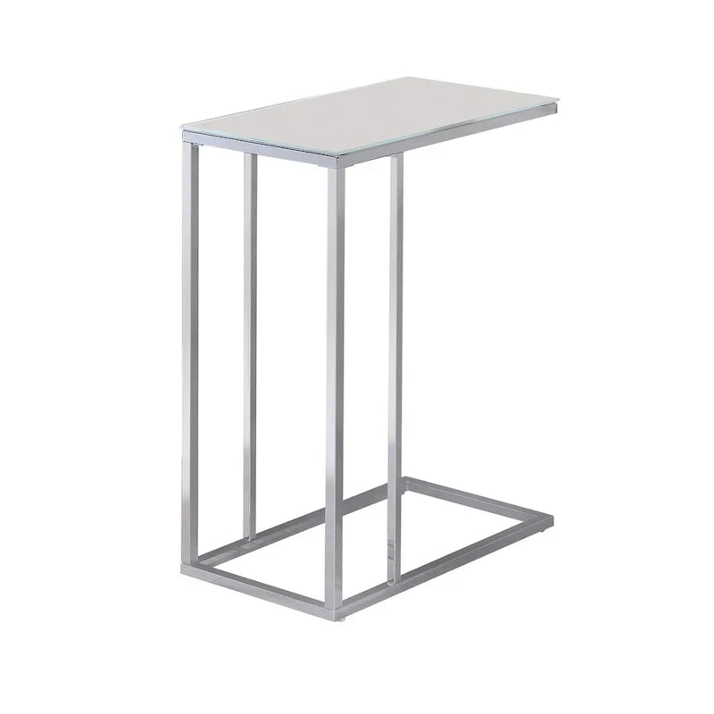 Chrome and White Glass Top Accent Table - image 1