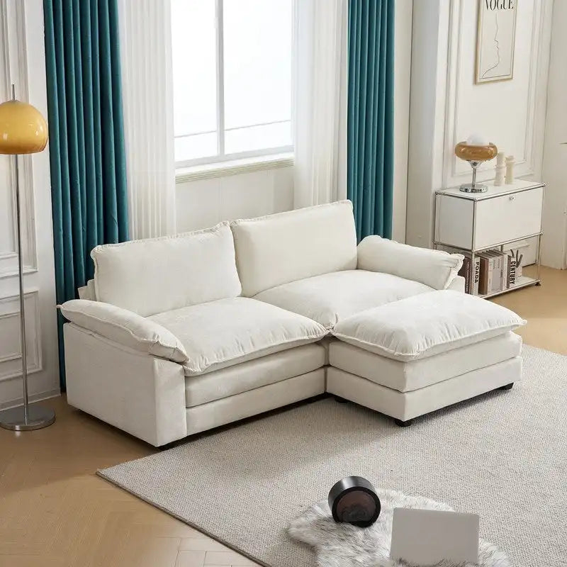 Chenille Two-Seater Sofa with Footstool - 2+1 Indoor Double Bag, Dimensions: 217*141*85 - image 5